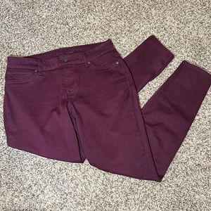 Plum/maroon colored straight/skinny mid rise ankle pants!